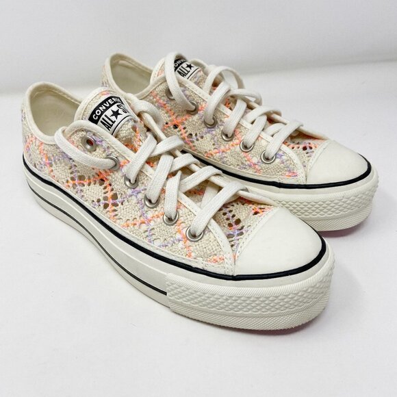 CONVERSE | Chuck Taylor All Star Platform Boho Crochet Wmns 8 Cream - Picture 1 of 11